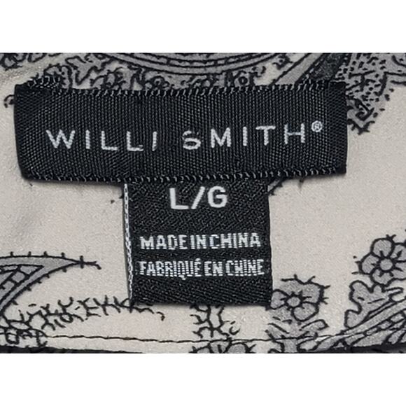 Willi Smith Black Gray White Floral Print Top Large Lightweight Soft Flowy - Picture 3 of 6